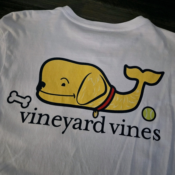 RARE Vineyard Vines Golden Retriever Whale Long-Sleeve Pocket Tee - Picture 3 of 5